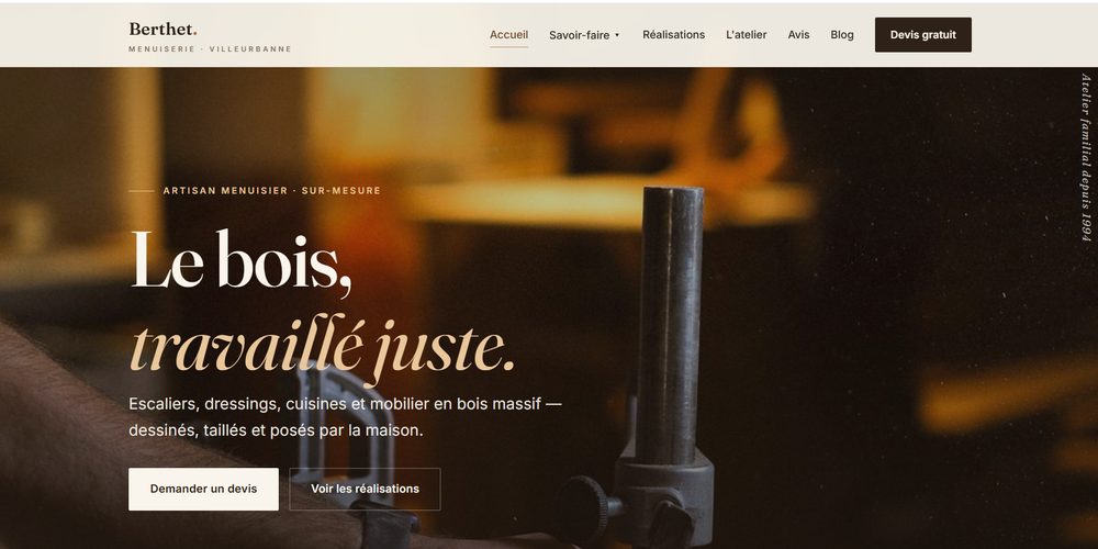 Exemple de site Menuiserie Berthet