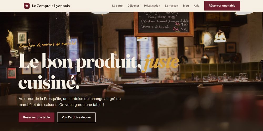 Exemple de site Le Comptoir Lyonnais