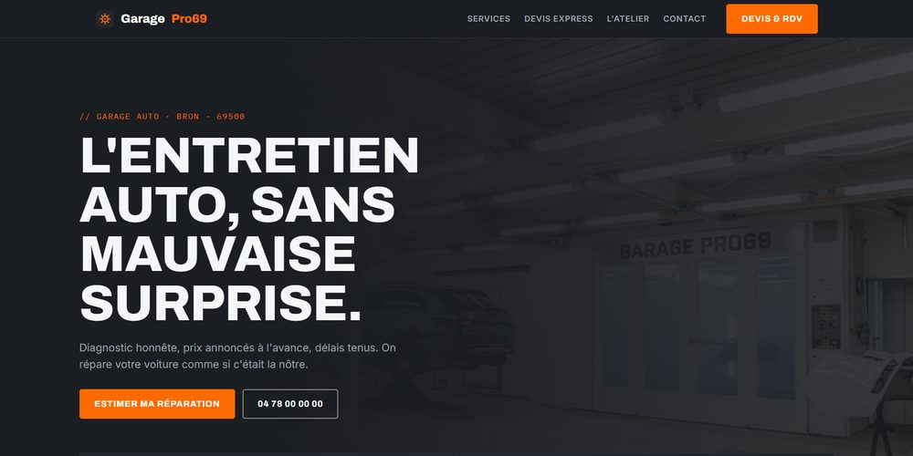 Exemple de site Garage Pro 69