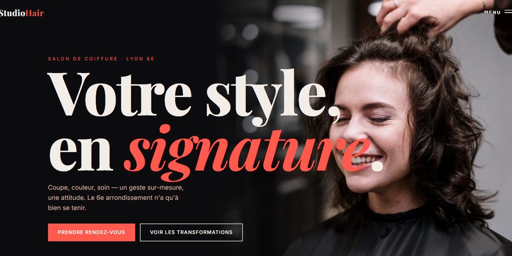 Exemple de site Studio Hair